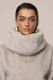 Stone Polished Faux Fur Pullover