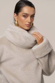 Stone Polished Faux Fur Pullover