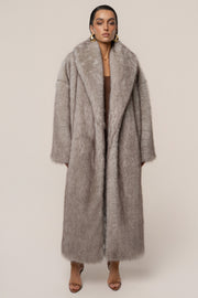 Ivory/Brown Aspen Days Faux Fur Coat