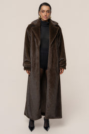 Brown Uptown Faux Fur Coat