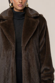 Brown Uptown Faux Fur Coat