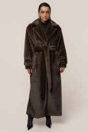 Brown Uptown Faux Fur Coat