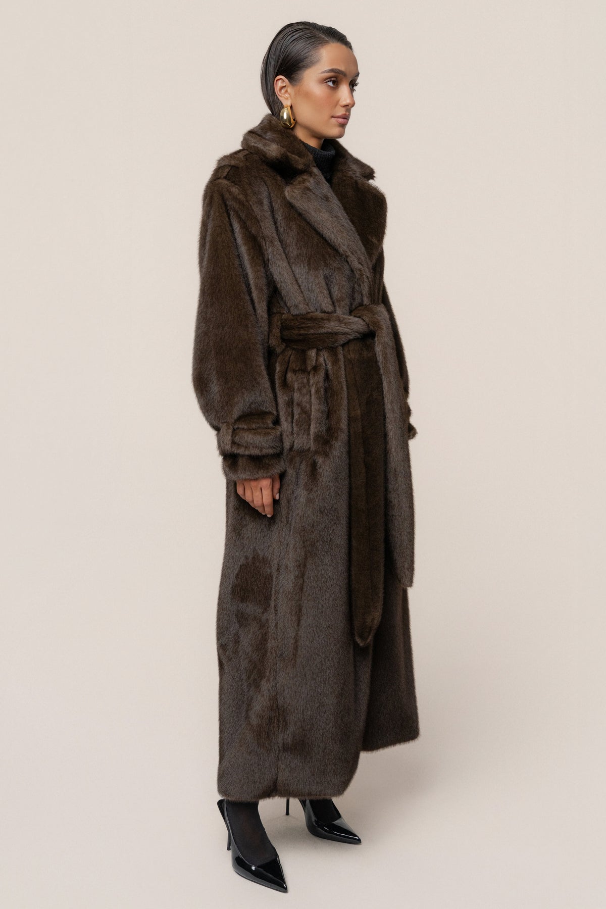 Brown Uptown Faux Fur Coat