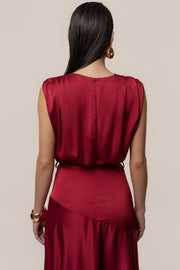 Red Amalia Satin Maxi Dress