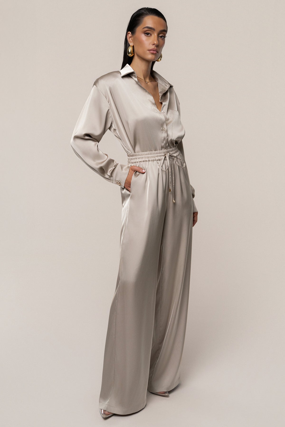 Beige Sunny Day Drawstring Pants