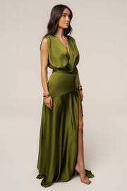 Olive Amalia Satin Maxi Dress
