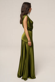 Olive Amalia Satin Maxi Dress