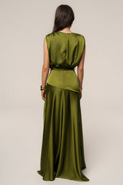 Olive Amalia Satin Maxi Dress
