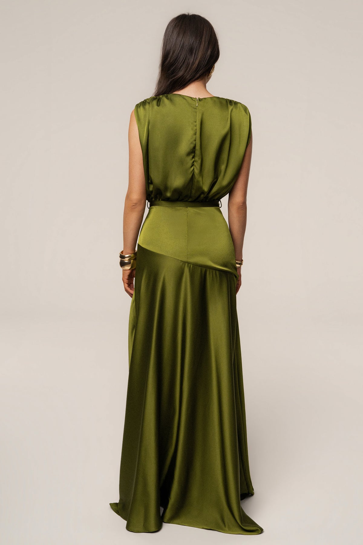 Olive Amalia Satin Maxi Dress