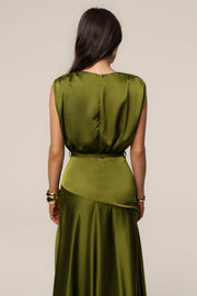Olive Amalia Satin Maxi Dress