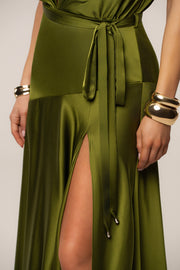 Olive Amalia Satin Maxi Dress