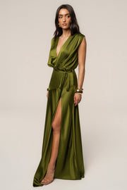 Olive Amalia Satin Maxi Dress