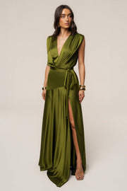 Olive Amalia Satin Maxi Dress