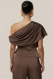 Chocolate Gleam and Glow Satin Top