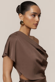 Chocolate Gleam and Glow Satin Top