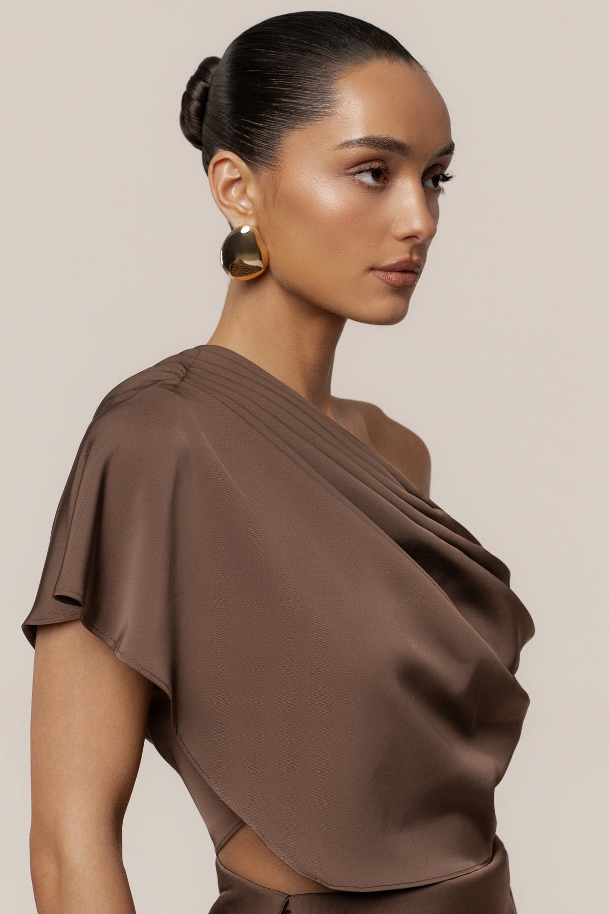 Chocolate Gleam and Glow Satin Top