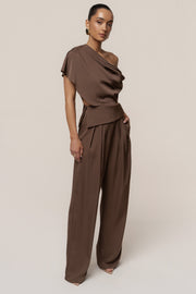 Chocolate Gleam and Glow Satin Top