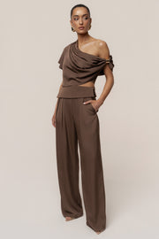 Chocolate Gleam and Glow Satin Top