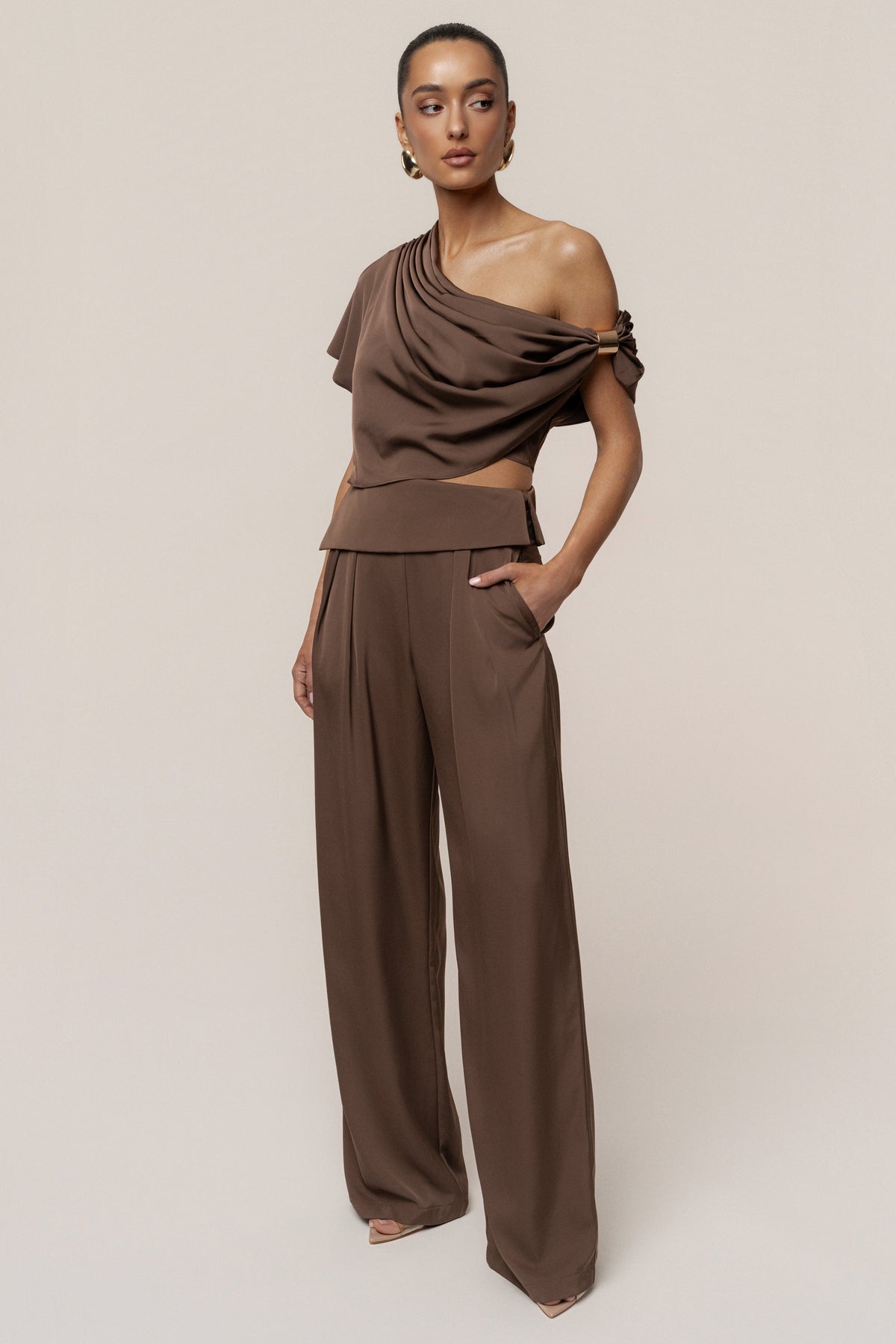 Chocolate Gleam and Glow Satin Top