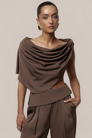 Chocolate Gleam and Glow Satin Top