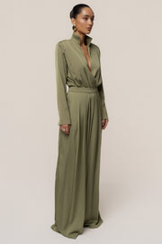 Olive Visionary Pleated Bodysuit