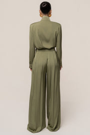Olive Visionary Pleated Bodysuit