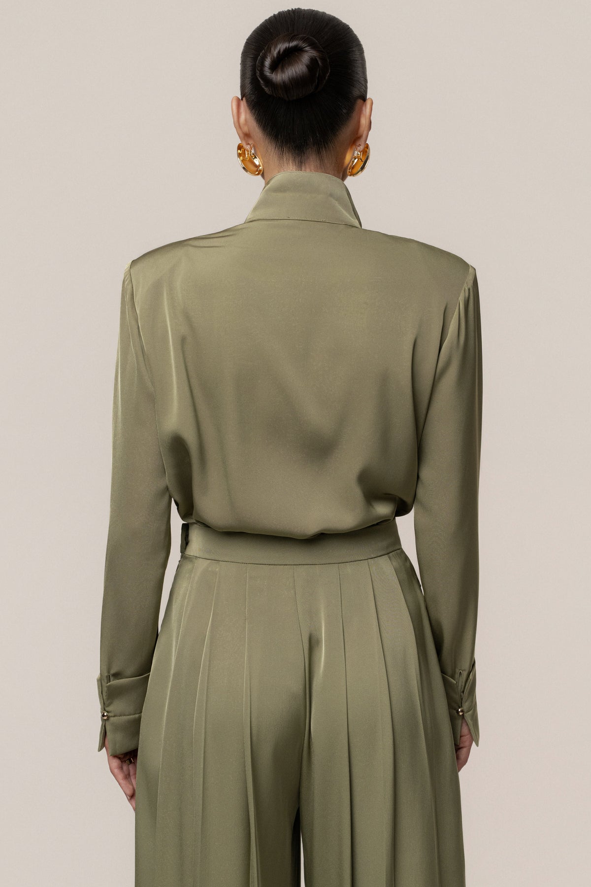 Olive Visionary Pleated Bodysuit