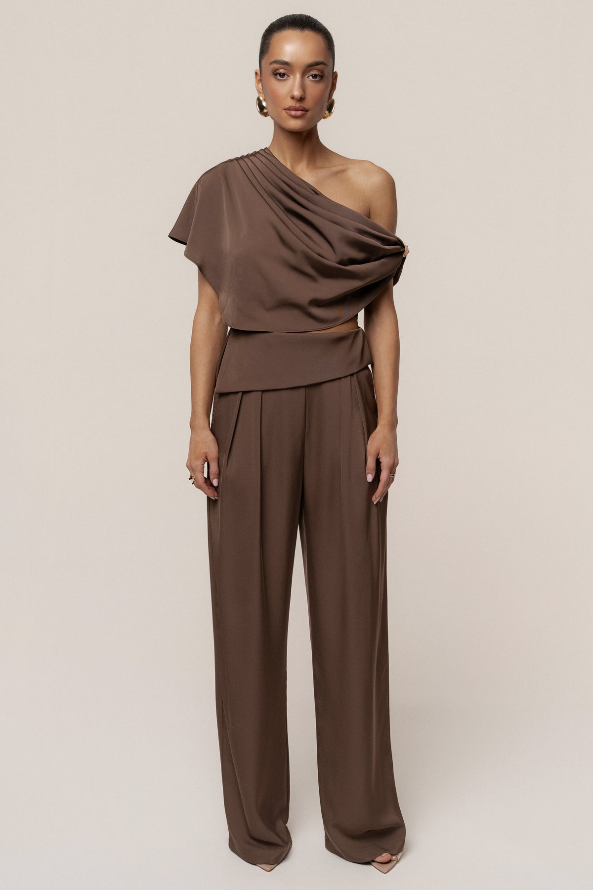 Chocolate Gleam and Glow Satin Top