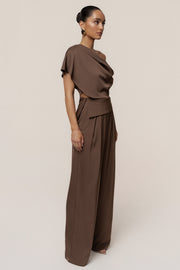 Chocolate Gleam and Glow Satin Top