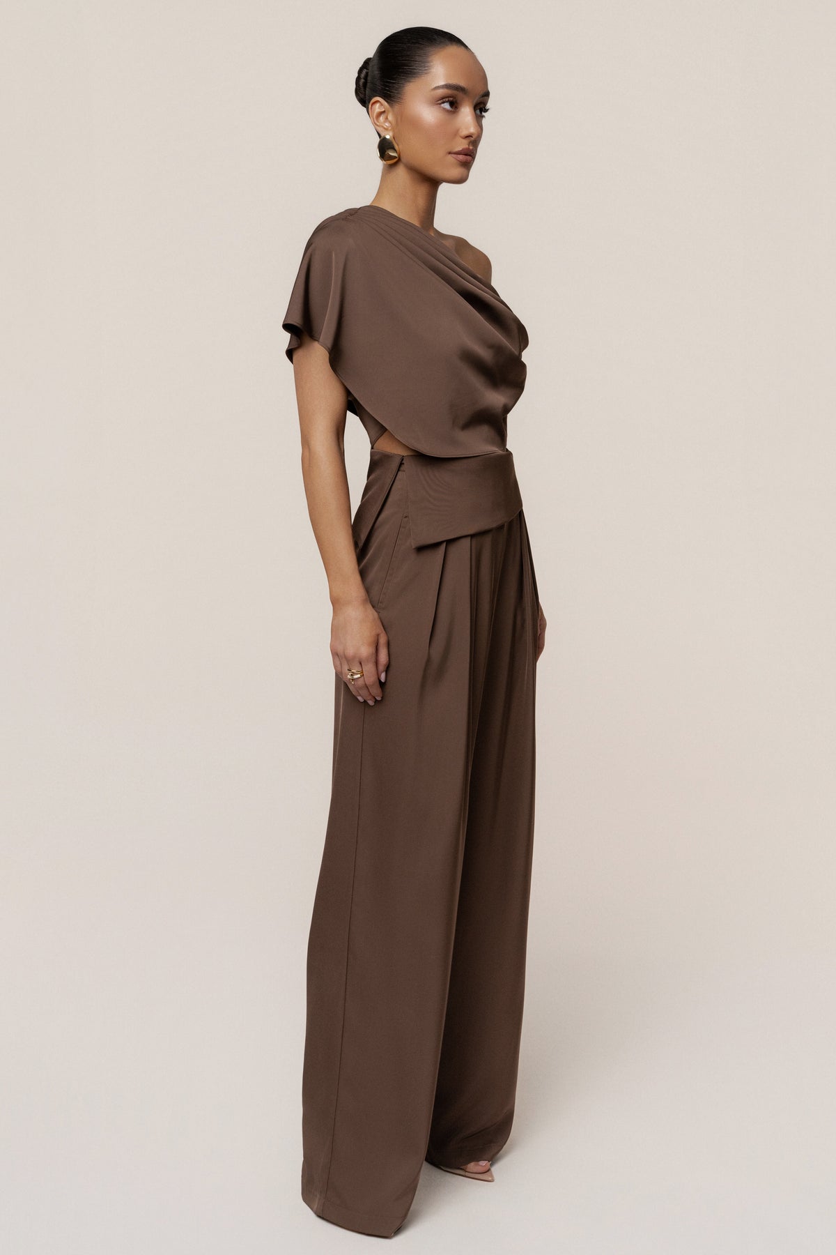 Chocolate Gleam and Glow Satin Top