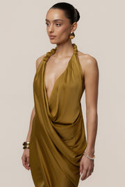 Lime Dolce Drape Dress