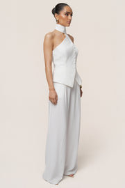 Ivory Asymmetric Scarf Top