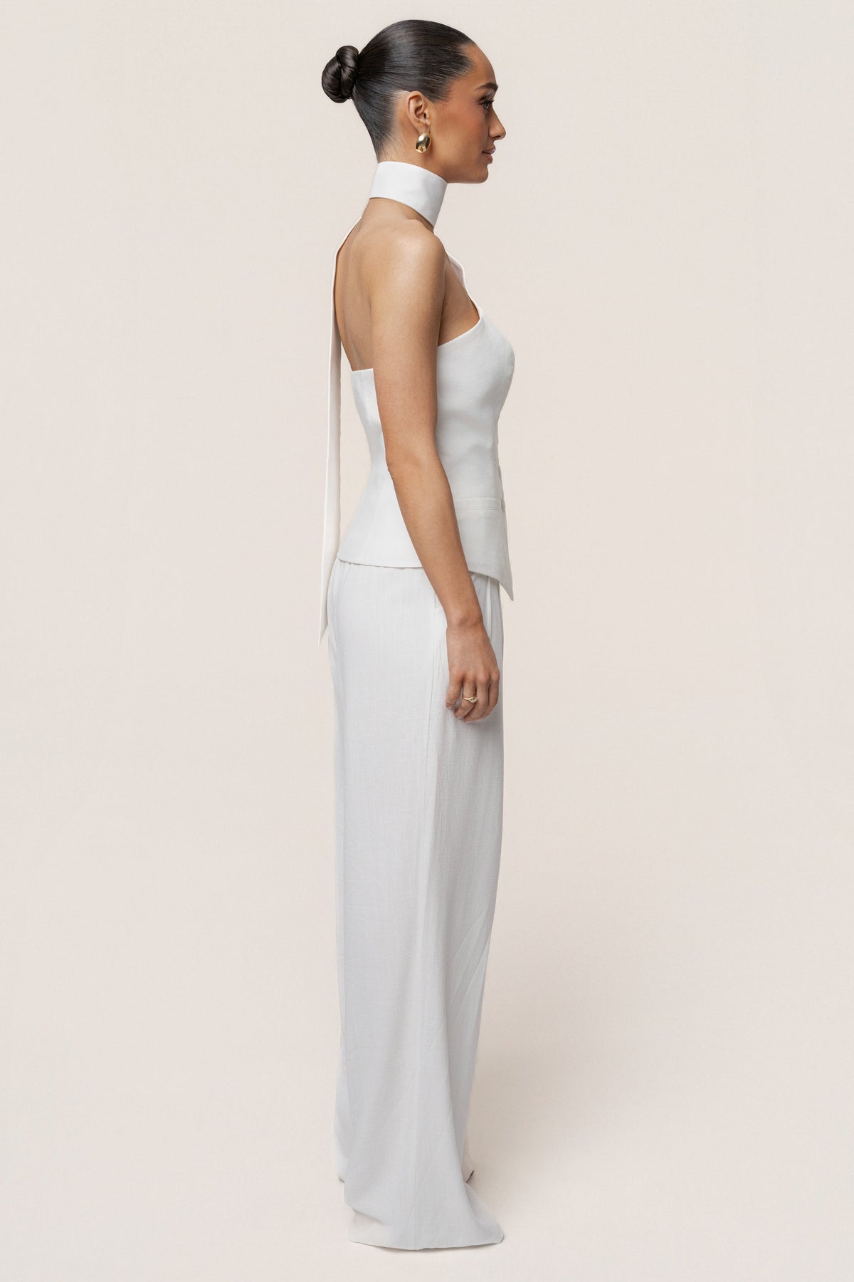 Ivory Asymmetric Scarf Top