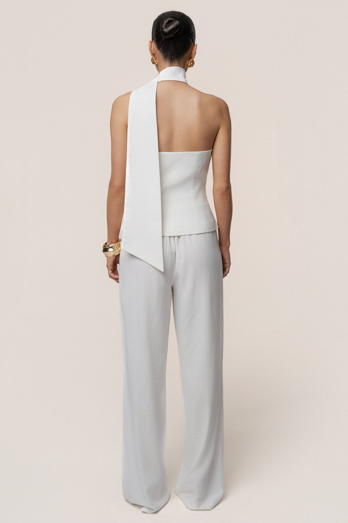 Ivory Asymmetric Scarf Top