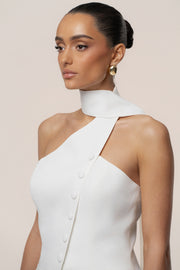 Ivory Asymmetric Scarf Top