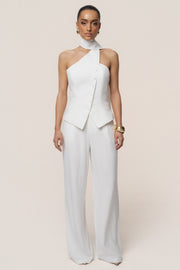Ivory Asymmetric Scarf Top