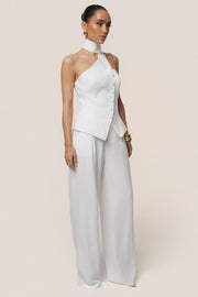 Ivory Asymmetric Scarf Top