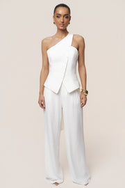 Ivory Asymmetric Scarf Top