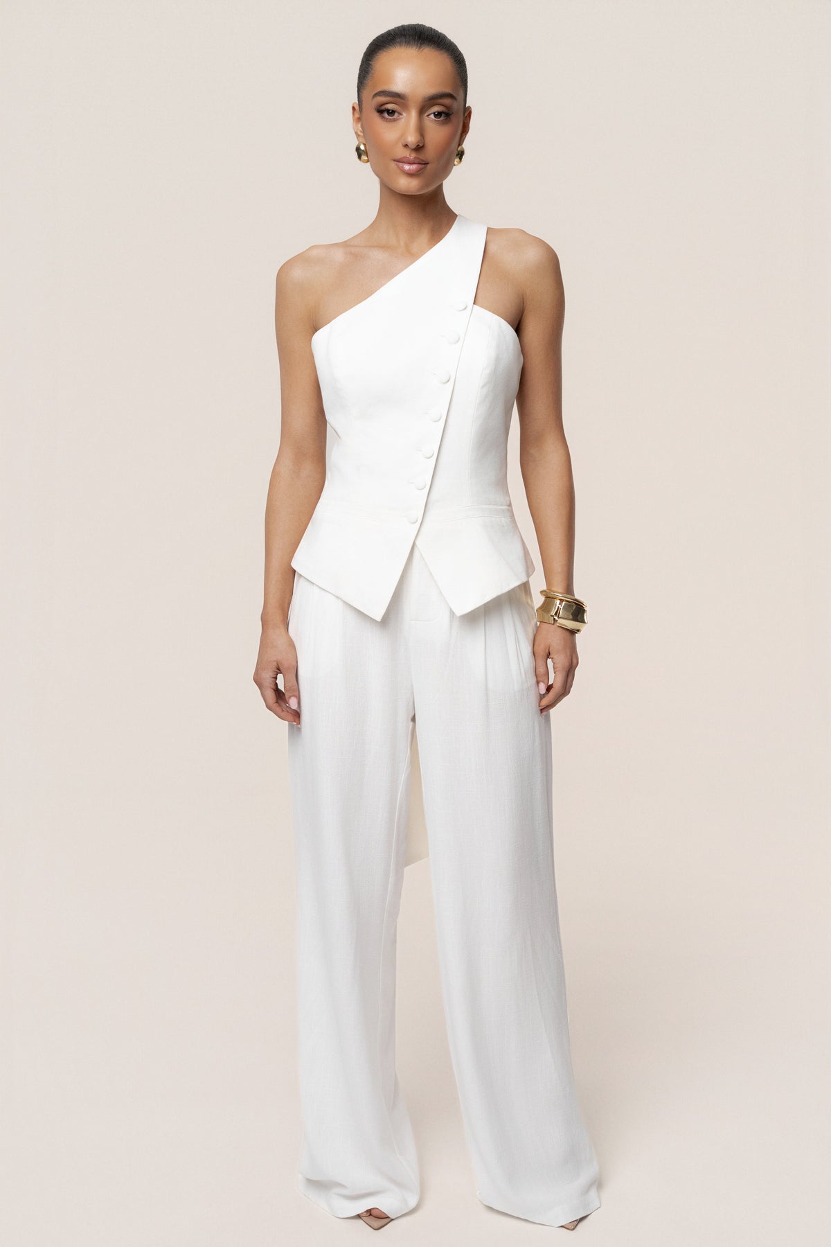 Ivory Asymmetric Scarf Top
