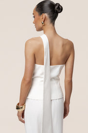 Ivory Asymmetric Scarf Top