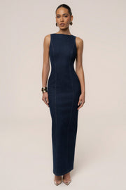 Dark Denim Sculpt Maxi Dress