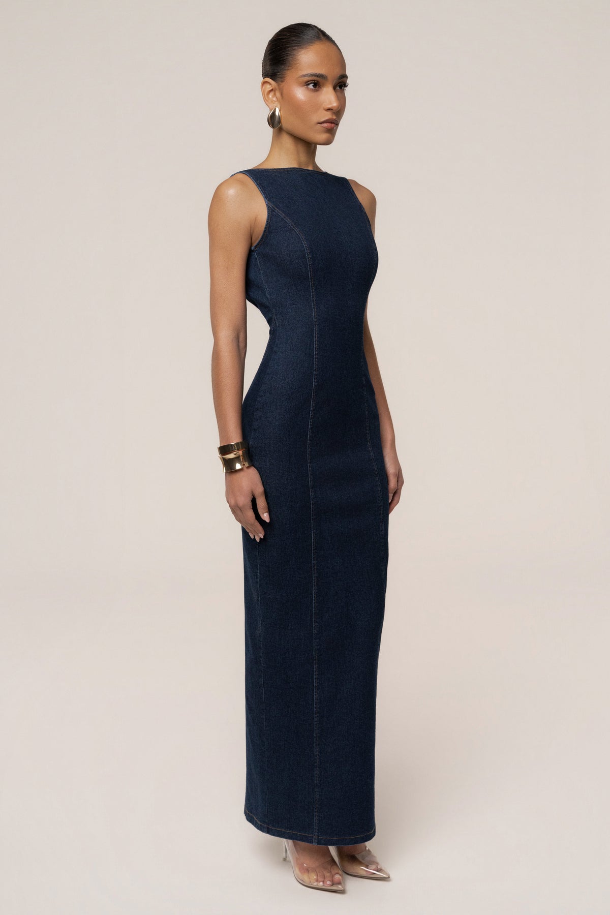 Dark Denim Sculpt Maxi Dress
