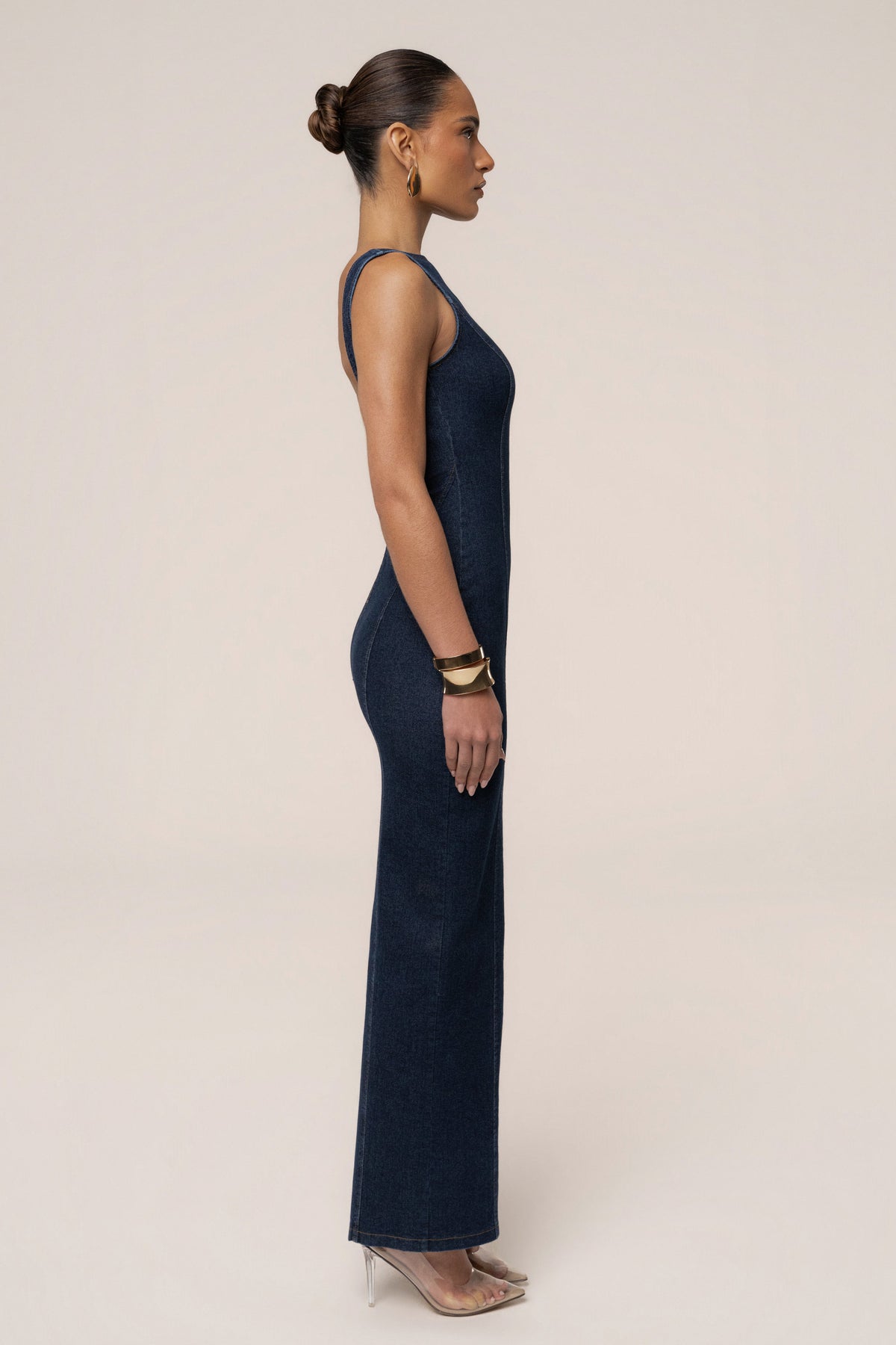 Dark Denim Sculpt Maxi Dress