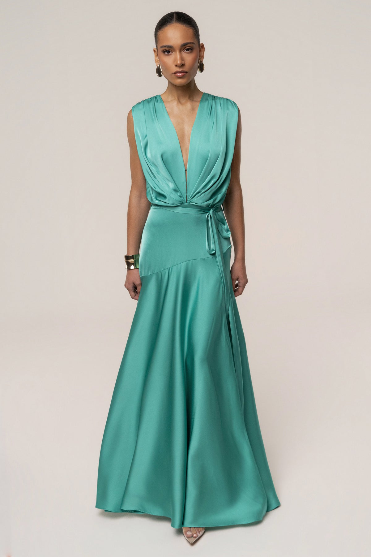 Aqua Amalia Satin Maxi Dress