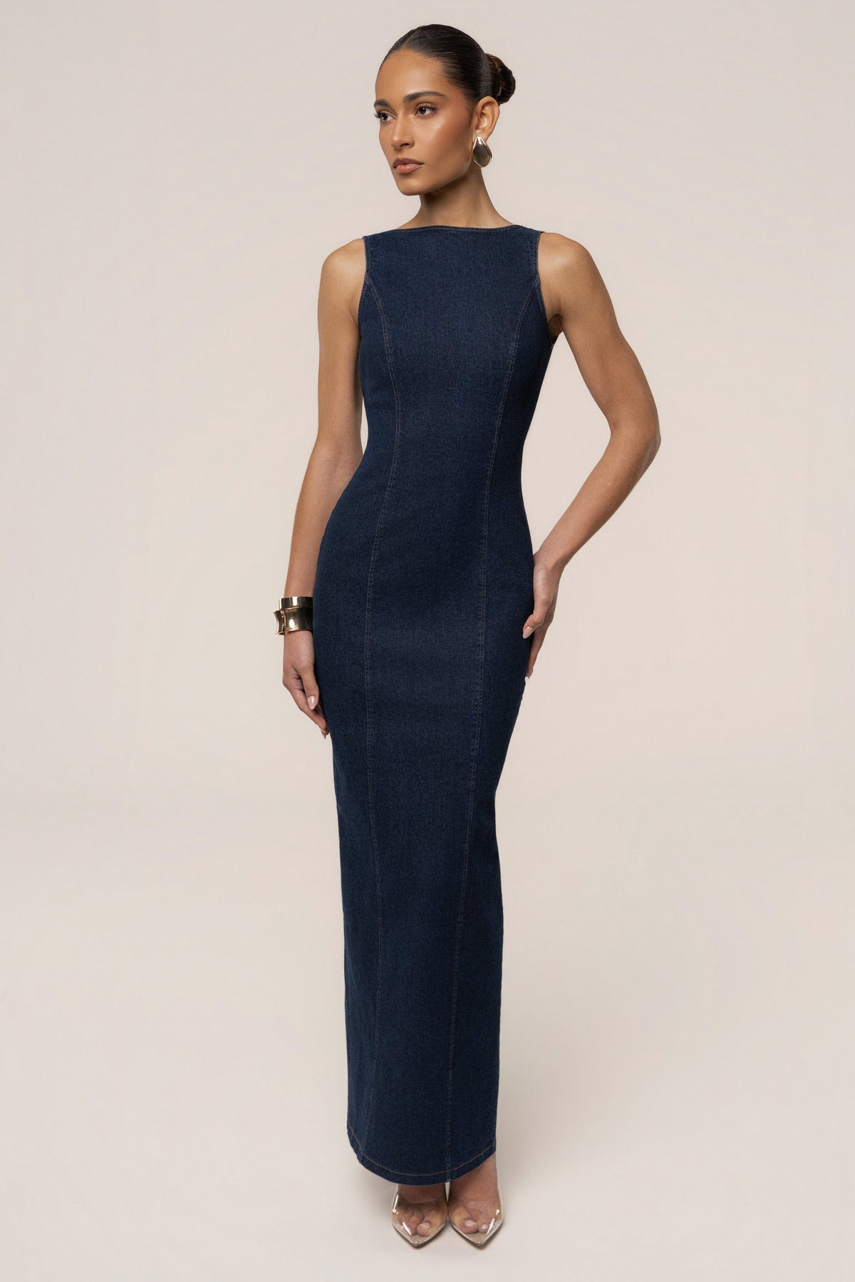 Dark Denim Sculpt Maxi Dress