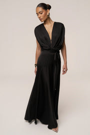 Black Amalia Satin Maxi Dress