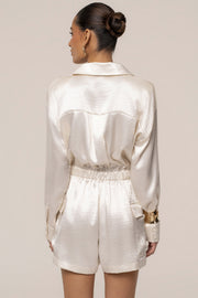 Ivory City Shine Metallic Romper