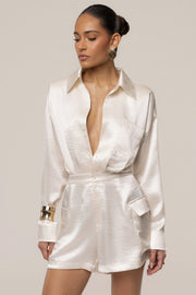 Ivory City Shine Metallic Romper