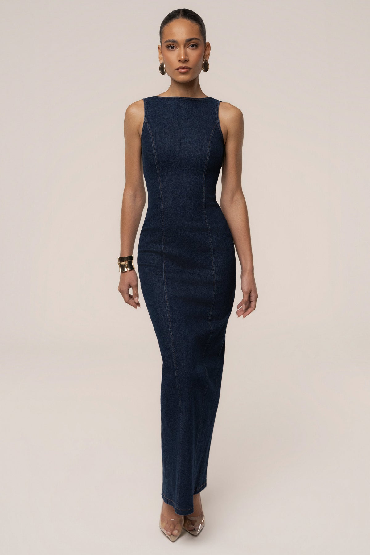 Dark Denim Sculpt Maxi Dress