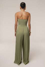 Olive Clara Wide Leg Pleated Trousers